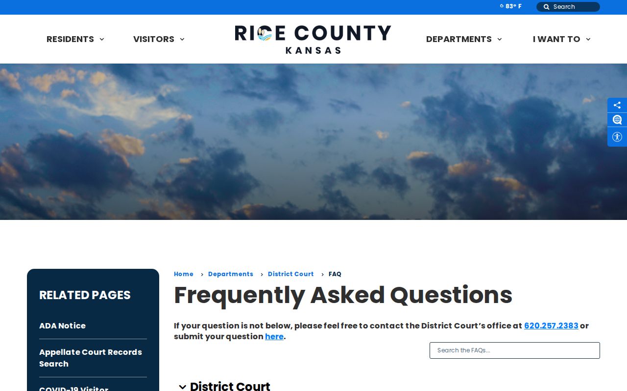 Rice County District Court records FAQ