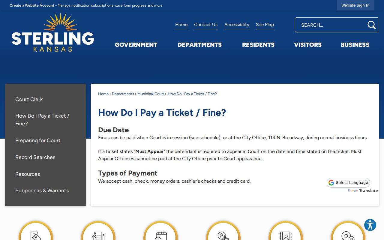 Sterling municipal ticket payment guidance