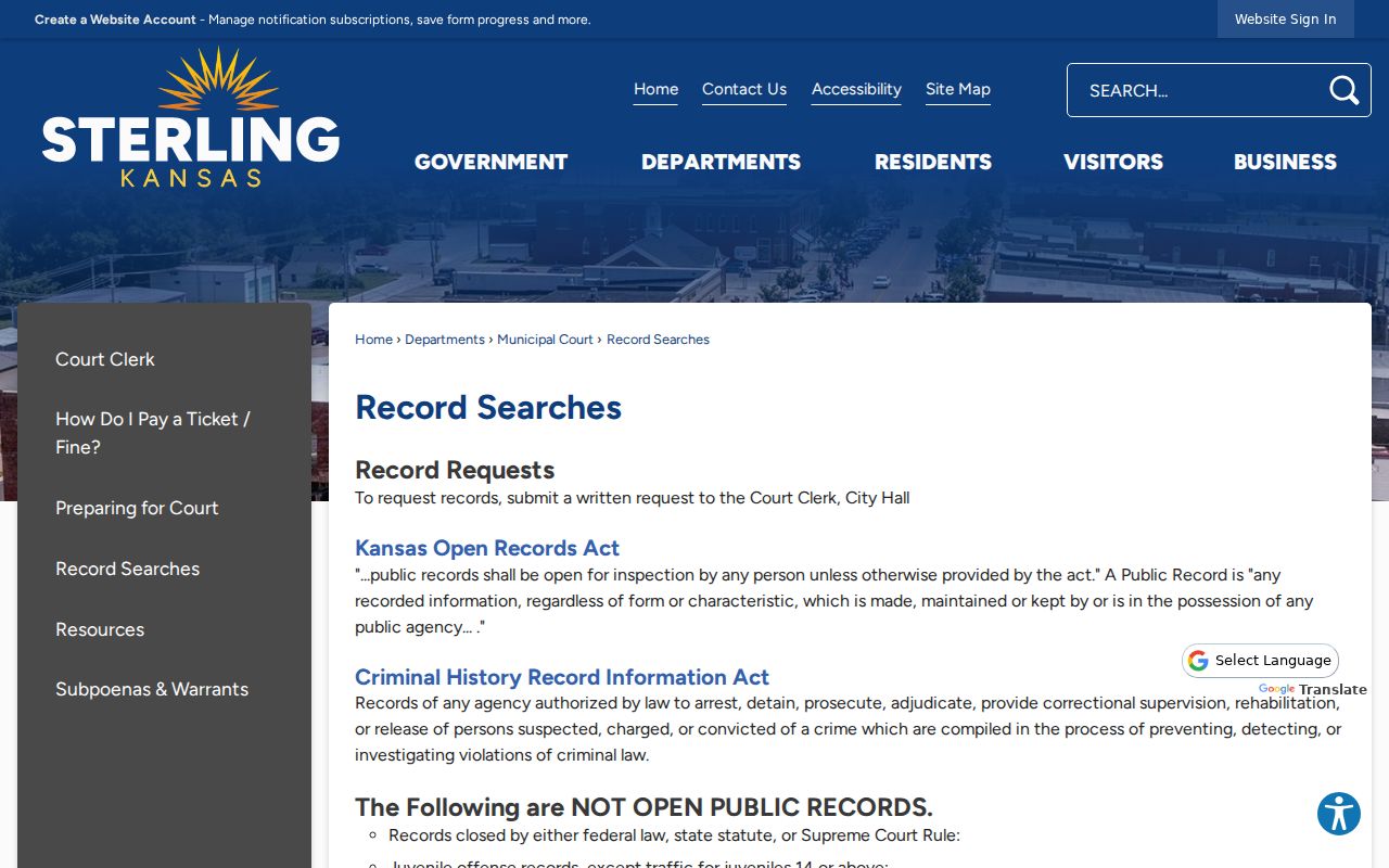 Sterling municipal court written record request guidance